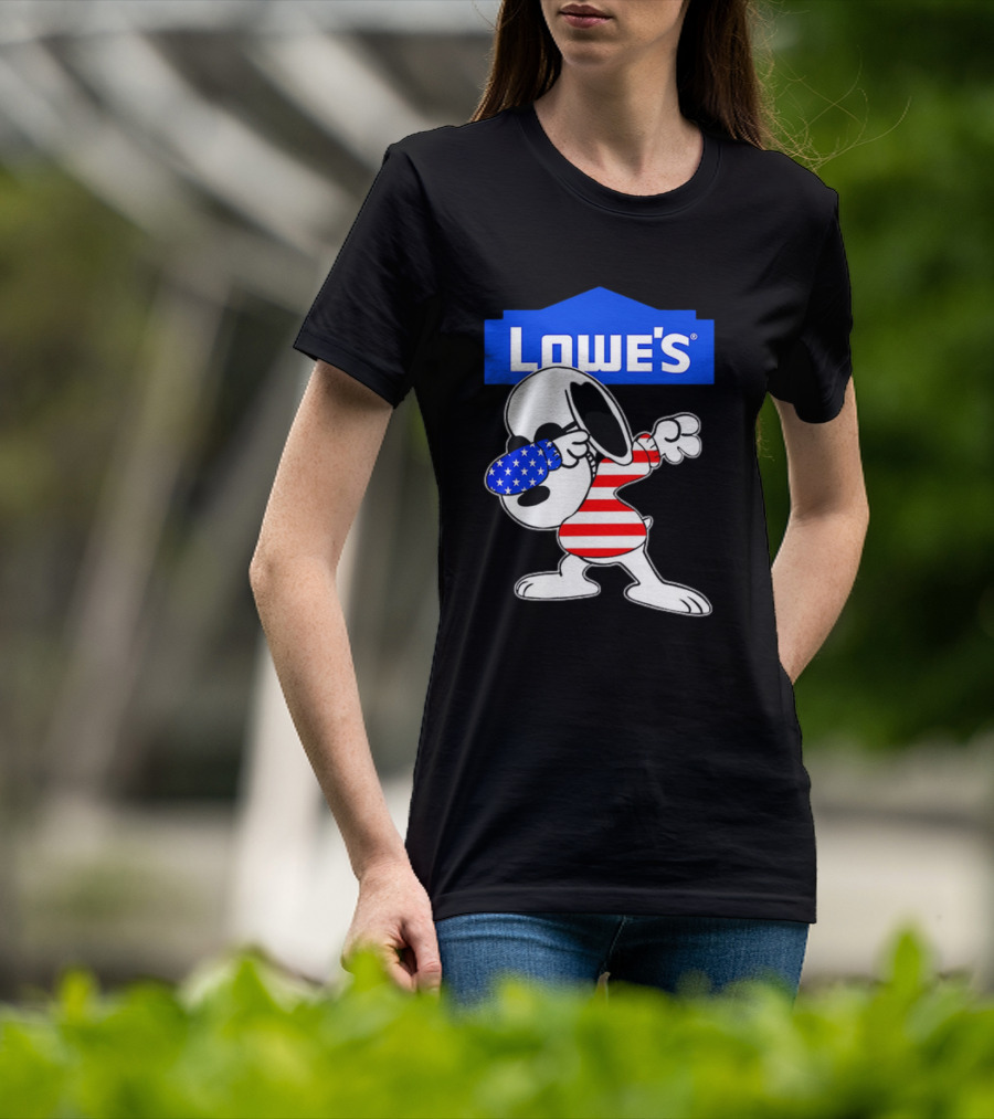 Lowe's Snoopy Dabbing American Flag Stripes T-Shirt