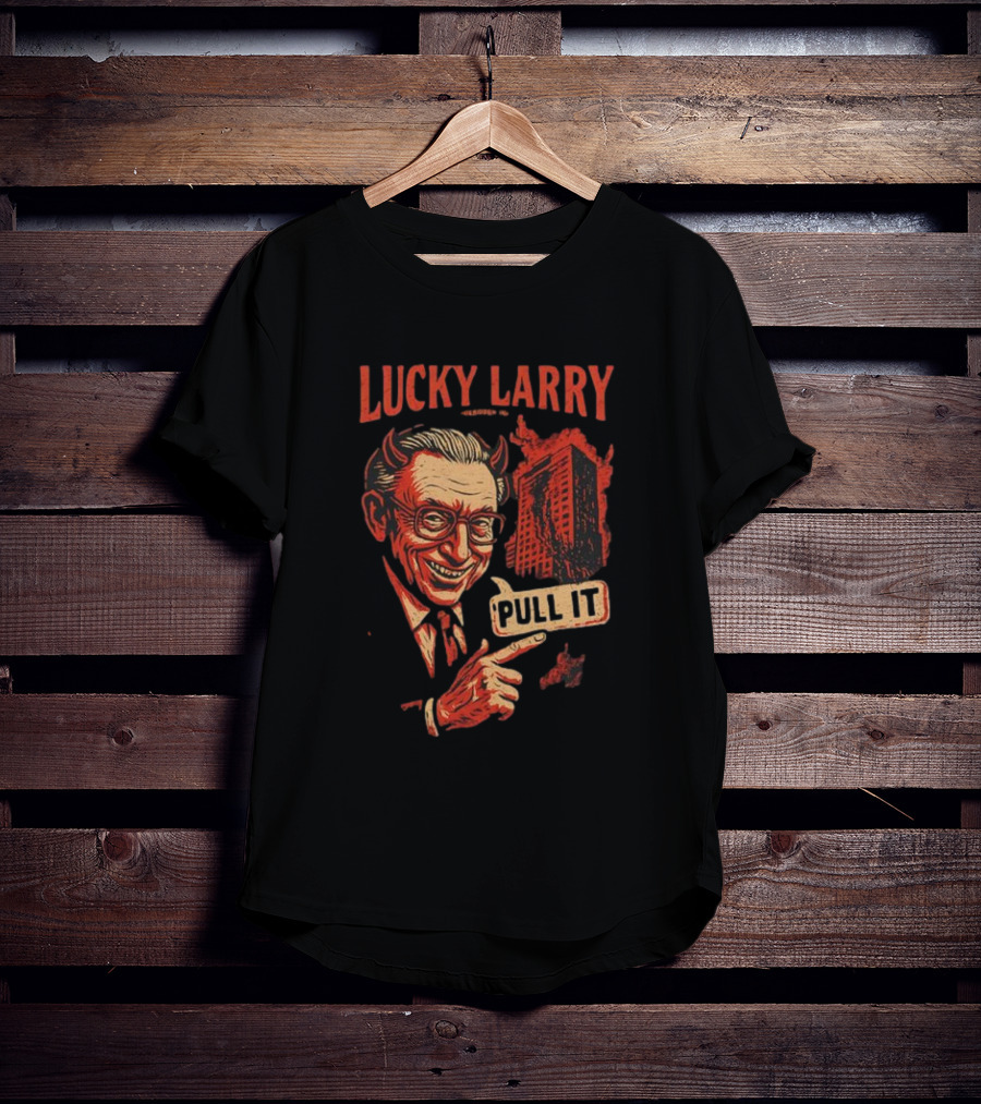 Lucky Larry Pull It Devil Horns Skyscraper T-Shirt