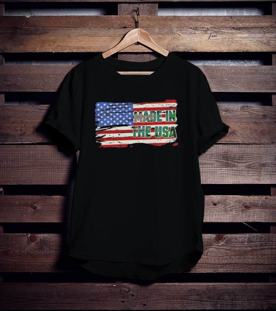 Made In The USA American Flag Stars Stripes Vintage Look T-Shirt