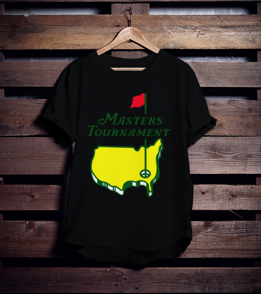 Masters Tournament Yellow Map With Red Flag T-Shirt