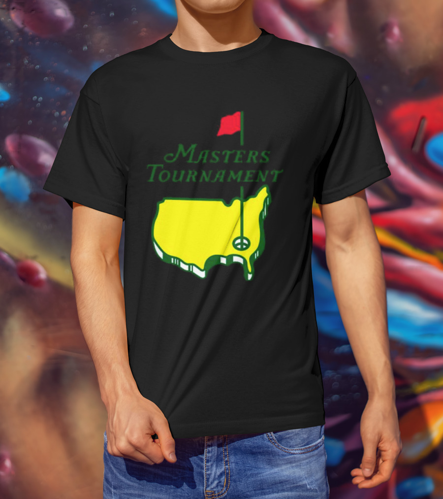 Masters Tournament Yellow Map With Red Flag T-Shirt