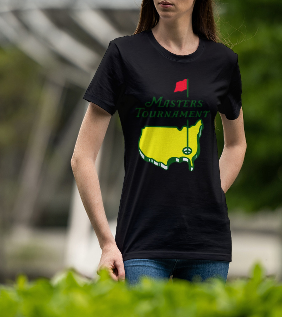 Masters Tournament Yellow Map With Red Flag T-Shirt