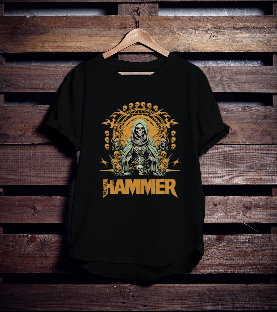 Metal Hammer Skull Wreath Grim Reaper T-Shirt