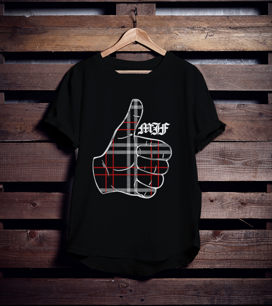 "MJF Thumbs Up Plaid Pattern" T-Shirt