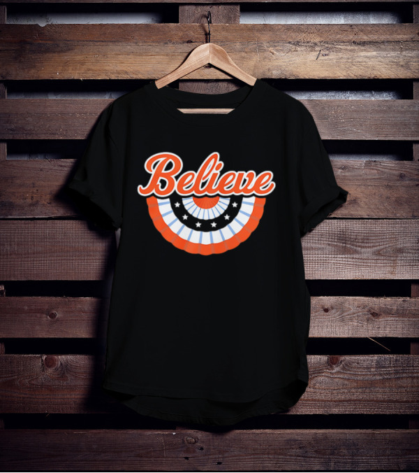 New York Mets Baseball Believe Stars With Patriotic Bunting T-Shirt