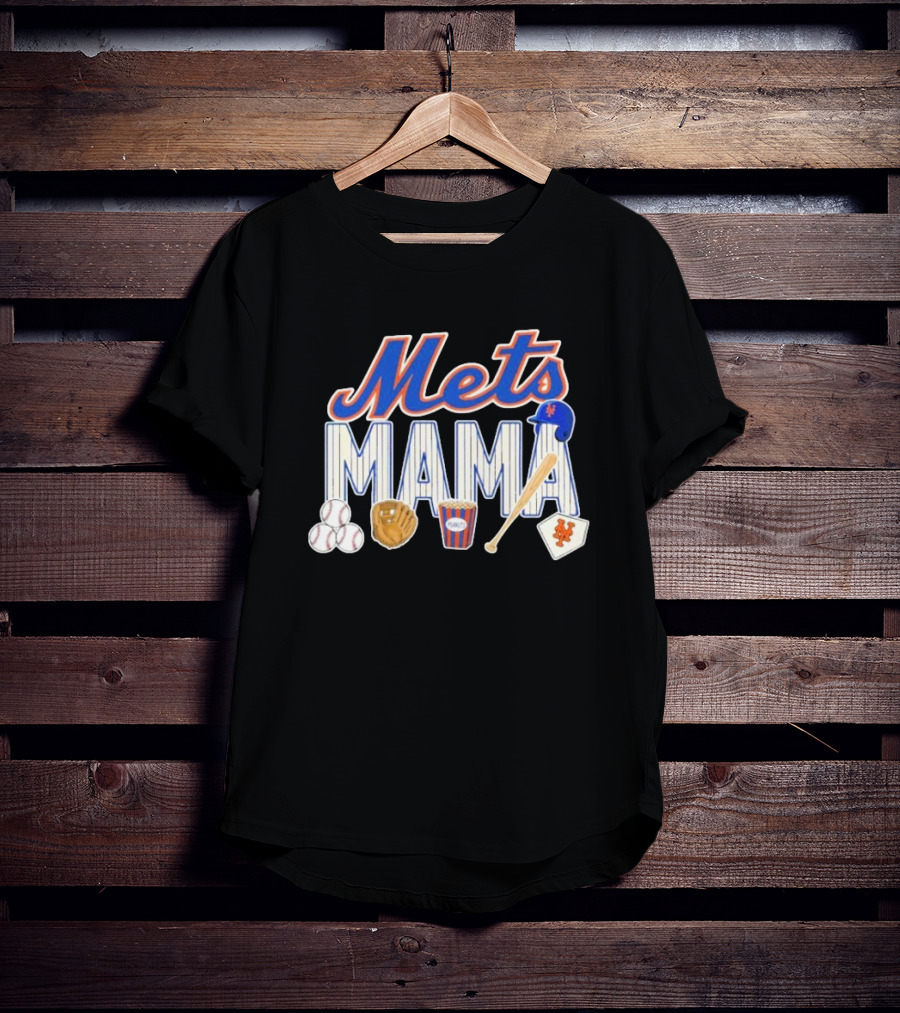 Mets Mama Mother’s Day Peanuts MLB Baseball Glove Bat Cap T-Shirt