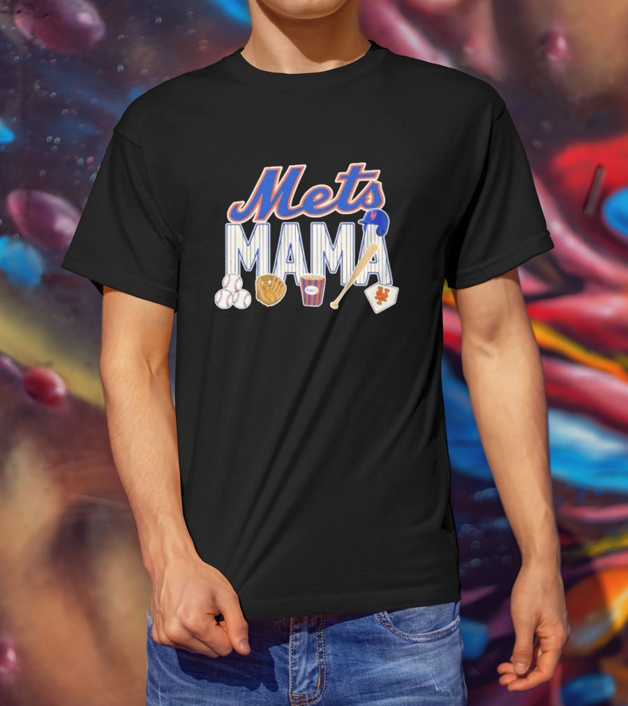 Mets Mama Mother’s Day Peanuts MLB Baseball Glove Bat Cap T-Shirt