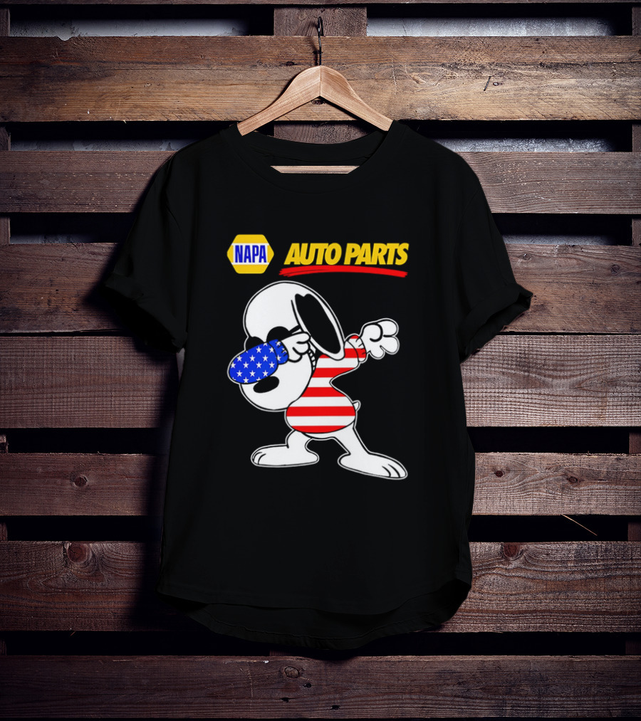 NAPA Auto Parts Snoopy Dabbing USA Flag Character T-Shirt