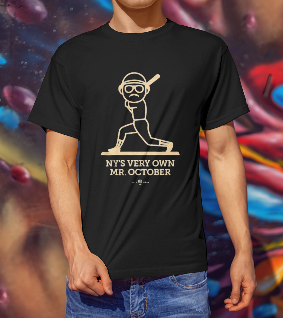 NY’s Very Own Mr. October Baseball Player Batting Retro Style T-Shirt