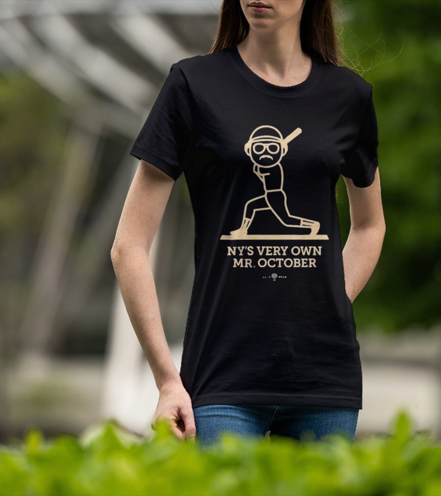NY’s Very Own Mr. October Baseball Player Batting Retro Style T-Shirt