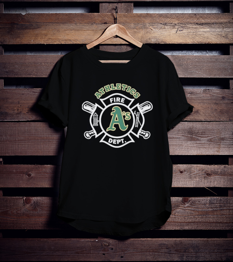 Oakland Athletics A's Fire Dept Firefighters Maltese Cross Design T-Shirt