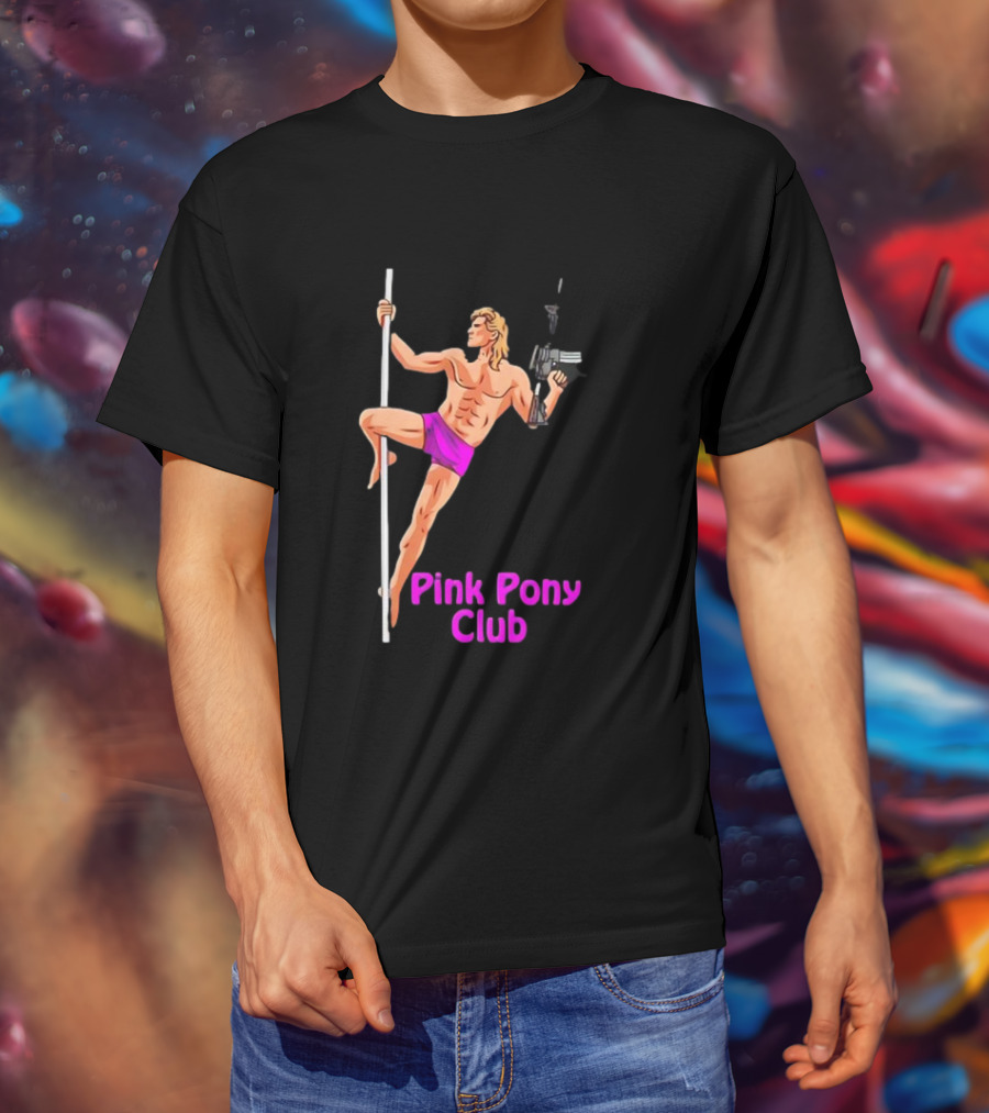 Pink Pony Club Pole Dancer With Gun T-Shirt