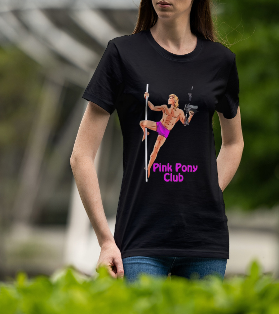 Pink Pony Club Pole Dancer With Gun T-Shirt