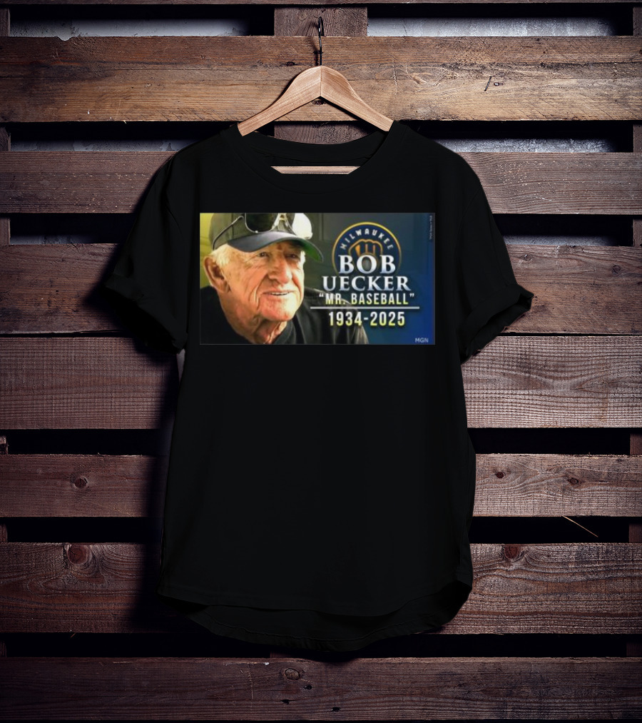 Milwaukee Brewers Bob Uecker Mr. Baseball 1934-2025 Tribute T-Shirt