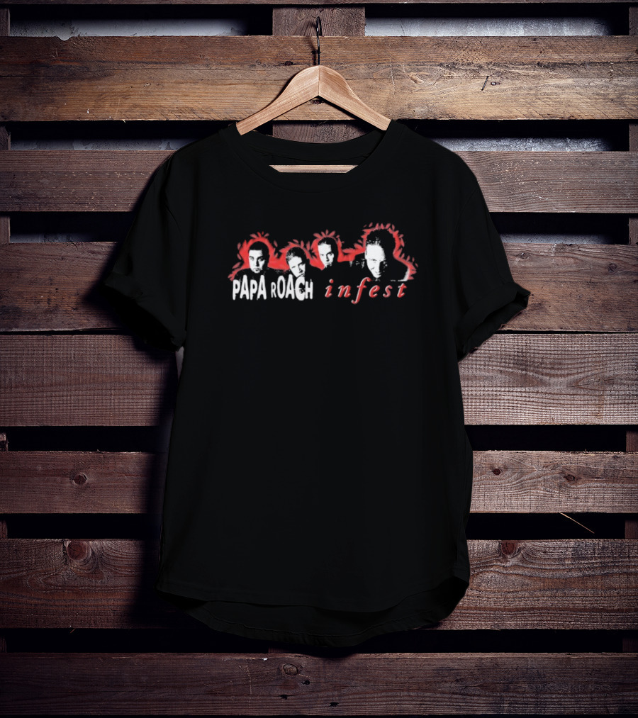 Papa Roach Infest Album Cover Art Faces Red And White T-Shirt