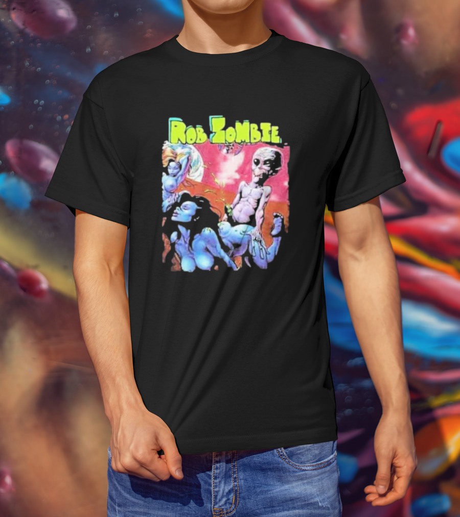 Rob Zombie Colorful Extraterrestrial Humor Scene T-Shirt