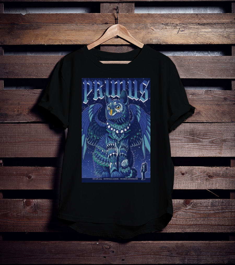 PRIMUS May 4 2025 Huntsville Alabama The Orion Amphitheater Owl Art T-Shirt