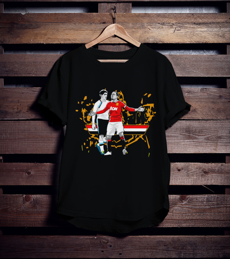 Patrice Evra Luis Suarez Caricature Cartoon AON Red And White Stripes T-Shirt