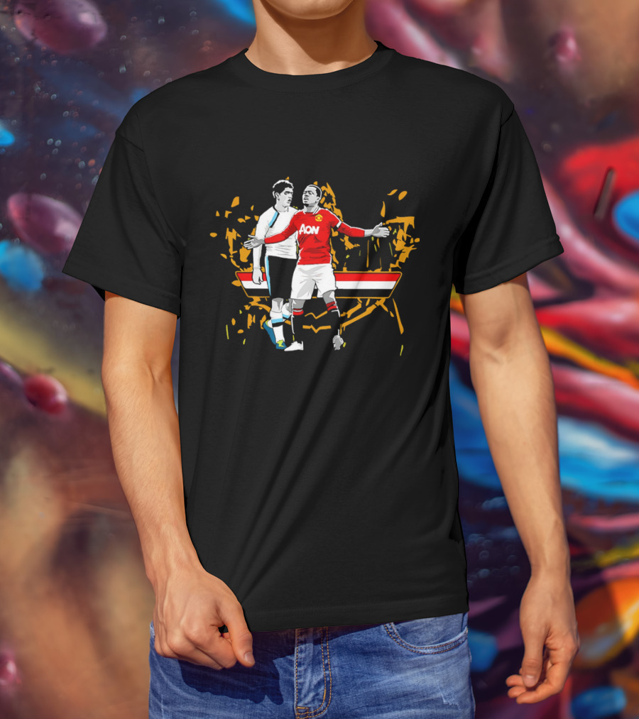 Patrice Evra Luis Suarez Caricature Cartoon AON Red And White Stripes T-Shirt