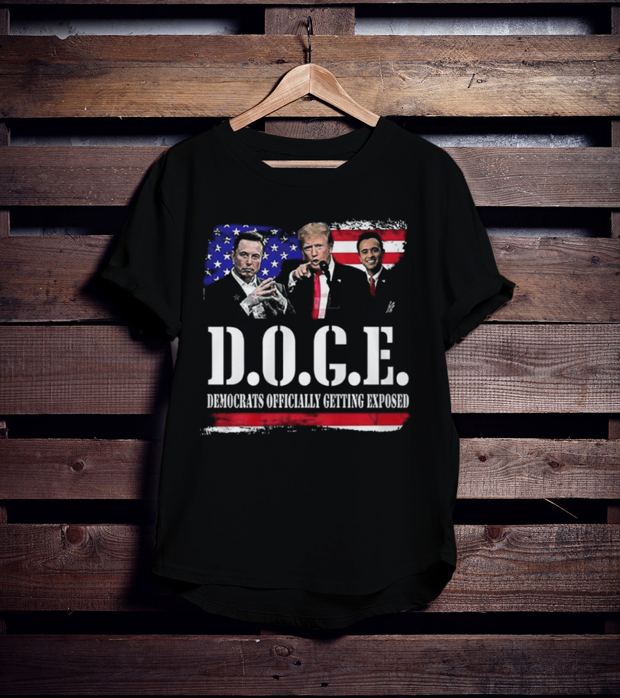 Patriot Pride Mens D.O.G.E Team Democrats Officially Getting Exposed USA Flag Icons T-Shirt