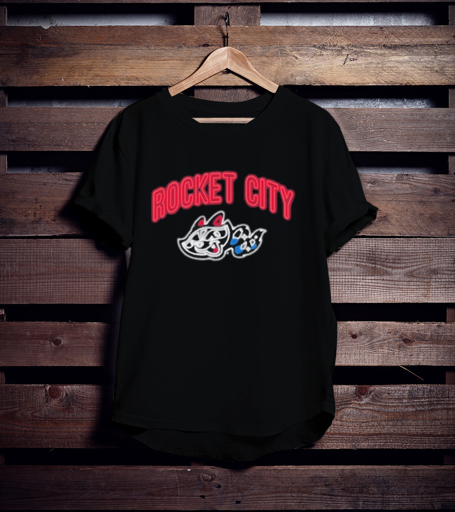 Rocket City Trash Pandas Neon Logo And Mascot T-Shirt