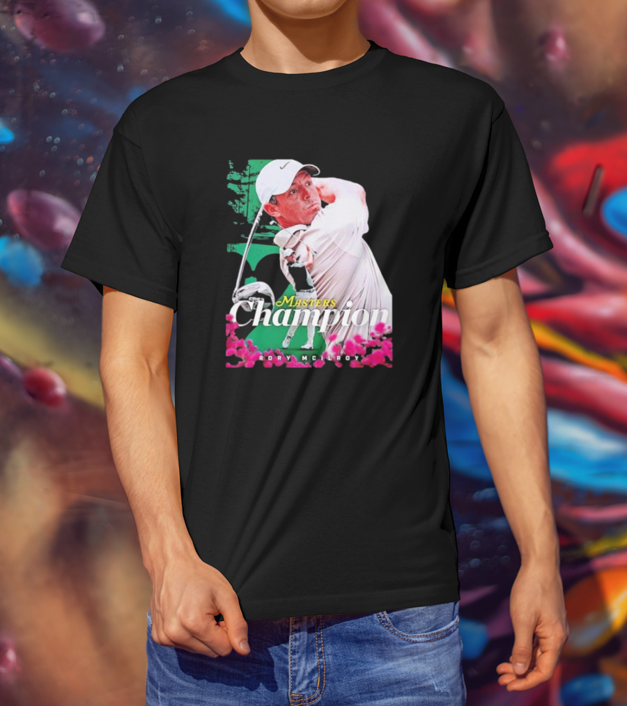 Masters Champion Rory McIlroy Golf Swing Portrait T-Shirt