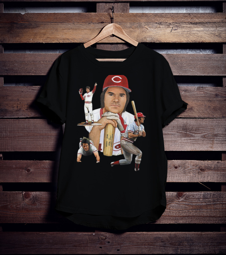 PETE ROSE Cincinnati Reds Baseball Legend 41 24 T-Shirt