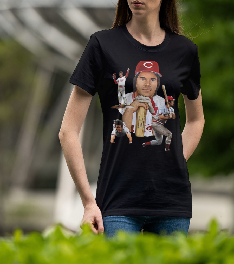 PETE ROSE Cincinnati Reds Baseball Legend 41 24 T-Shirt