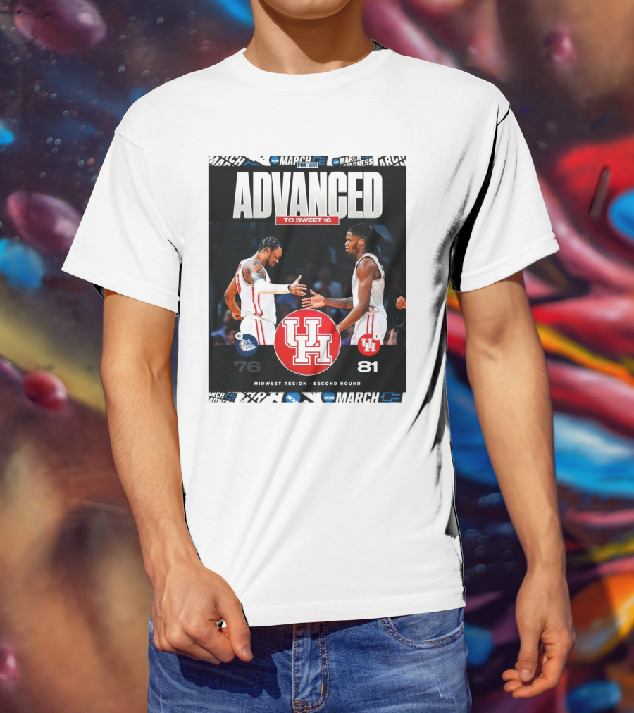 Advanced To Sweet 16 Houston Cougars 81 Gonzaga Bulldogs 76 Midwest Region Second Round T-Shirt