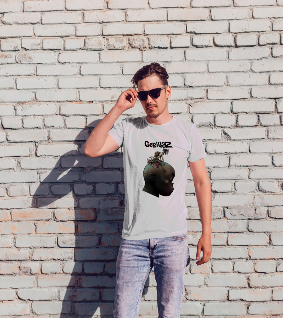 Gorillaz Character Sitting On Head Star Symbol T-Shirt