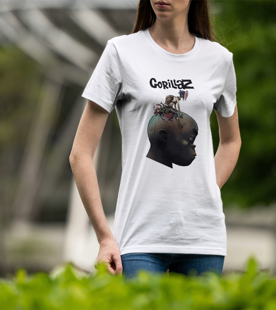 Gorillaz Character Sitting On Head Star Symbol T-Shirt