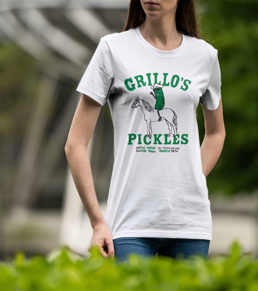 Grillo’s Pickles St Pickles Day Austin Texas March 16th Hotel Vegas T-Shirt