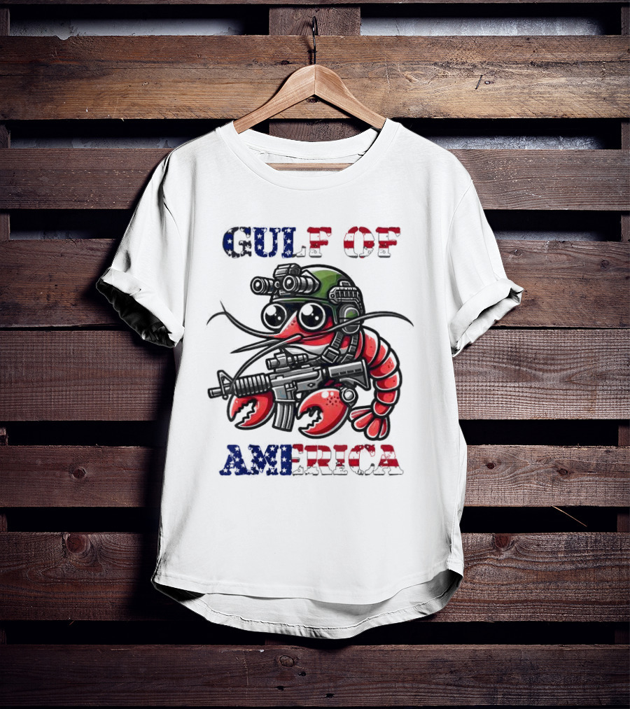 Gulf Of America Tactical Shrimp Patriotic Military Camouflage T-Shirt