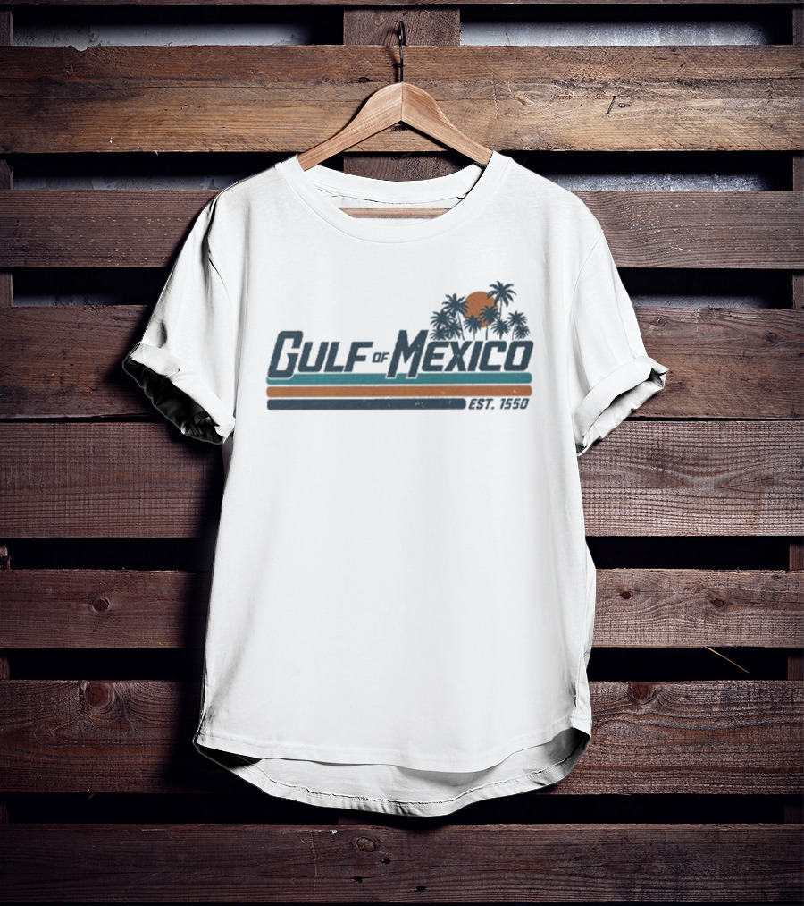 Gulf Of Mexico Est 1550 Palm Trees Retro Sunset Vintage Style T-Shirt