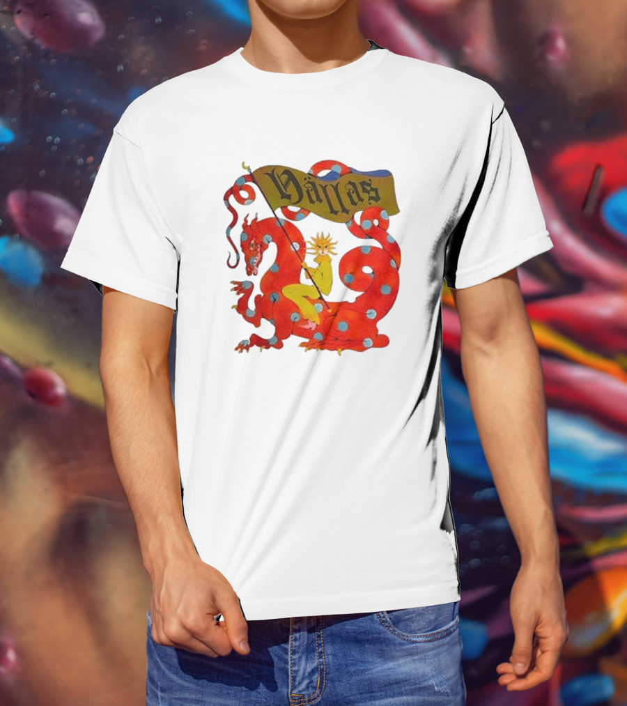 Hällas Flower Knight Riding Red Polka Dot Dragon T-Shirt