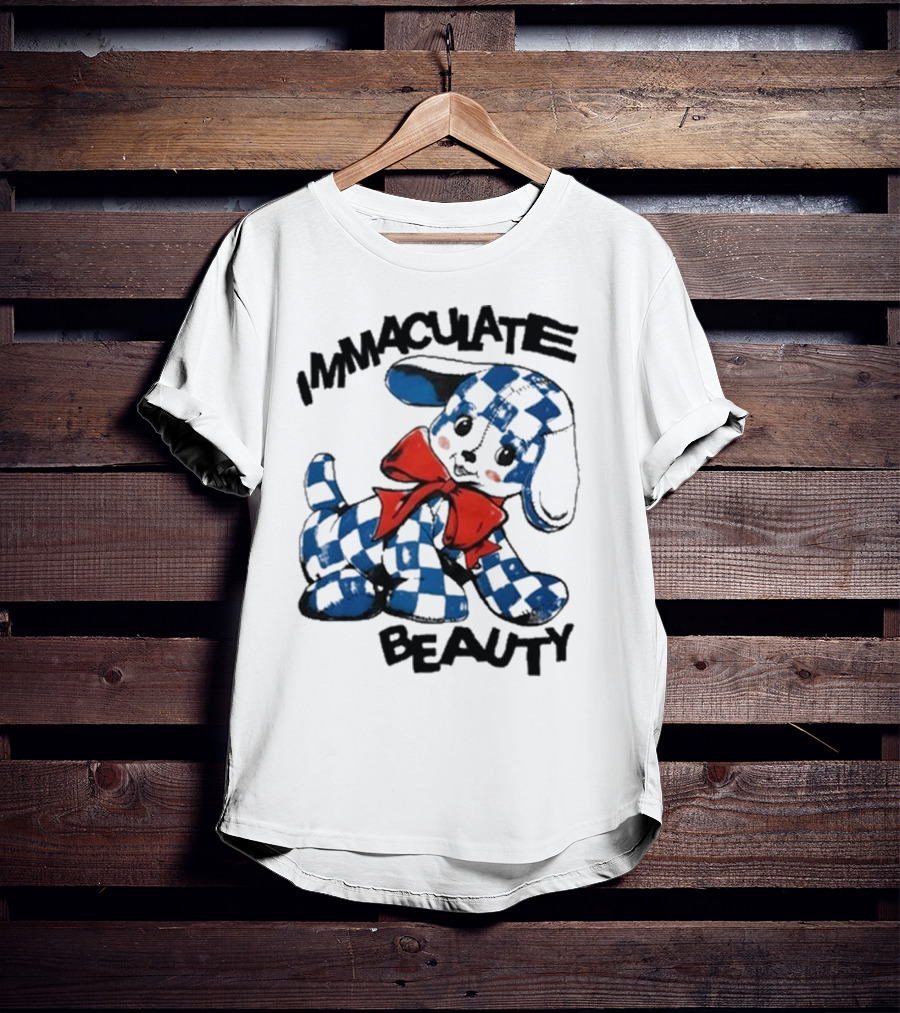 Henry Johnson Immaculate Beauty Blue Checkered Puppy Red Bow T-Shirt