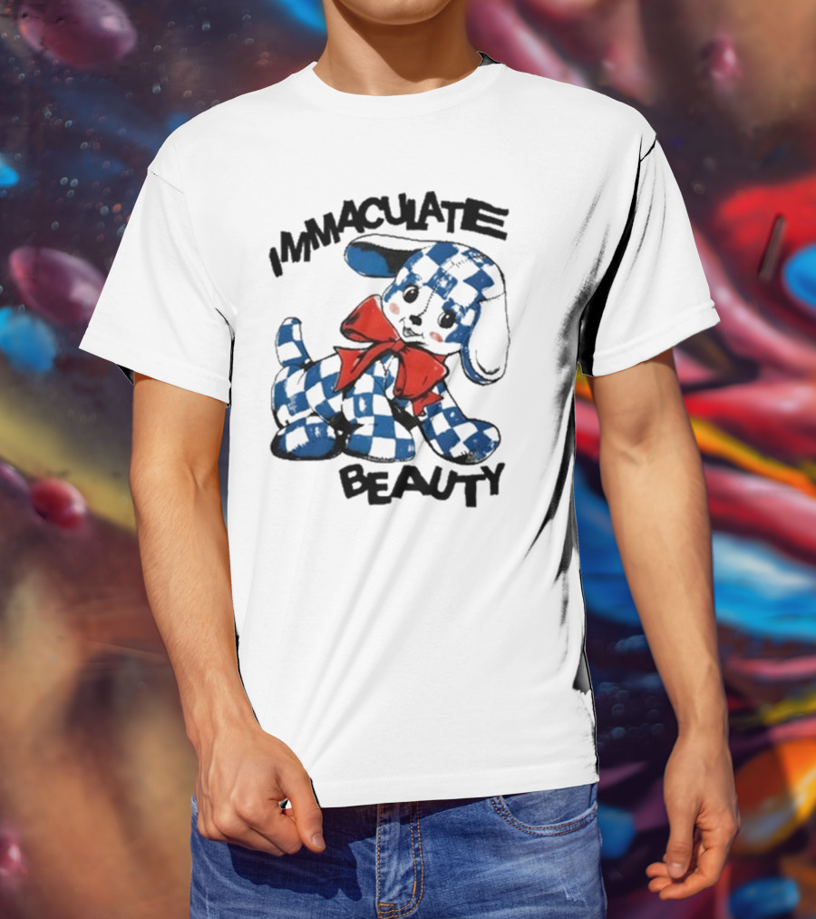 Henry Johnson Immaculate Beauty Blue Checkered Puppy Red Bow T-Shirt