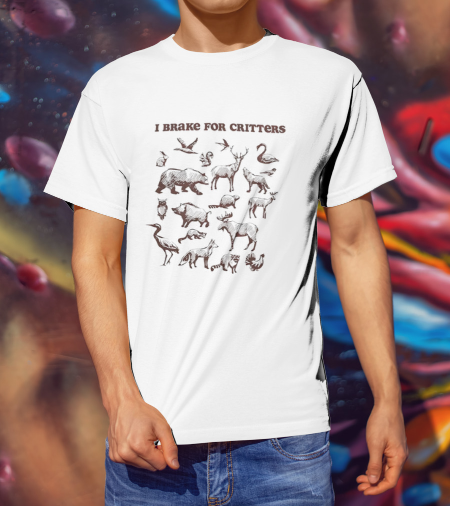 I Brake For Critters Animal Silhouettes Wildlife Conservation T-Shirt