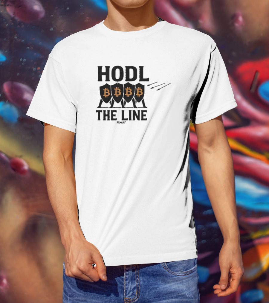 Hodl The Line Bitcoin Warrior Cryptocurrency Enthusiast BBB Pattern T-Shirt