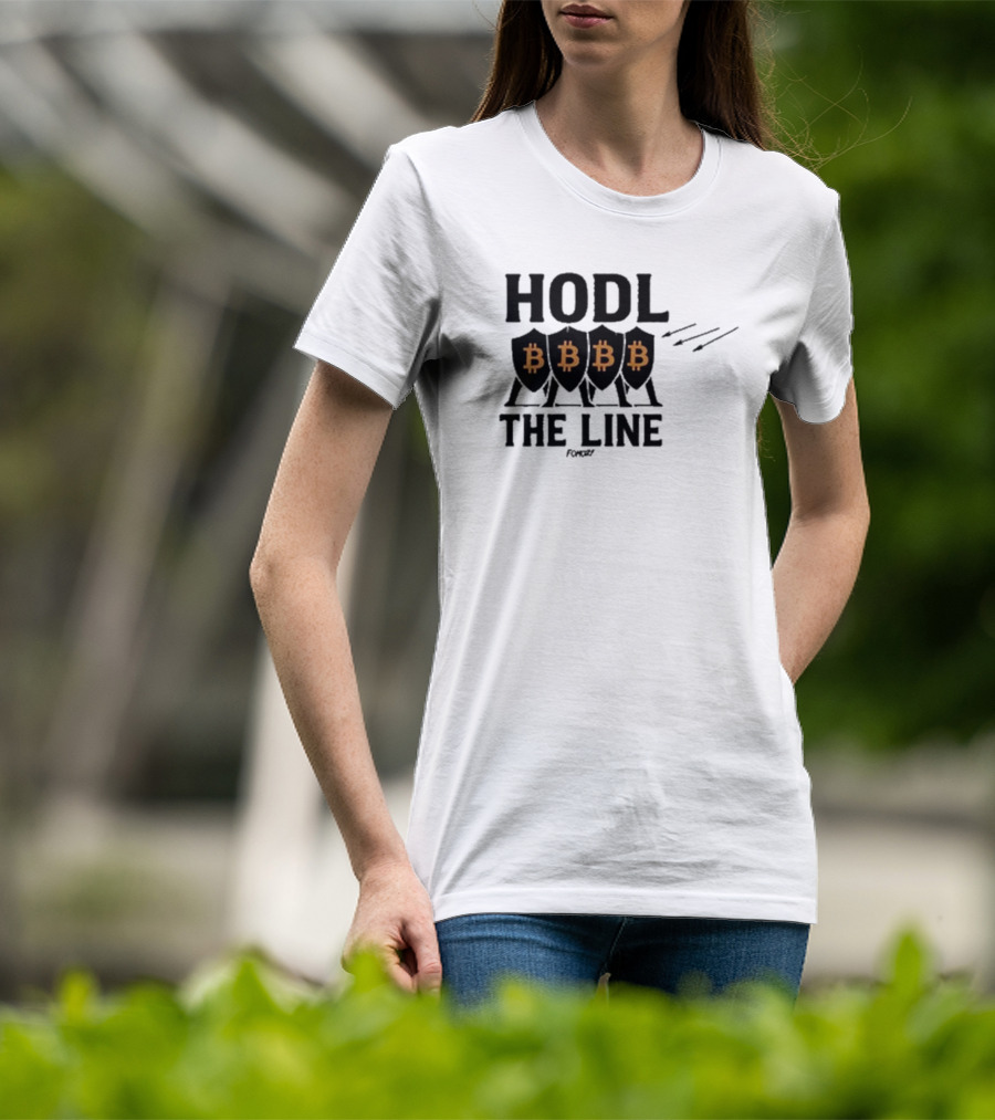 Hodl The Line Bitcoin Warrior Cryptocurrency Enthusiast BBB Pattern T-Shirt