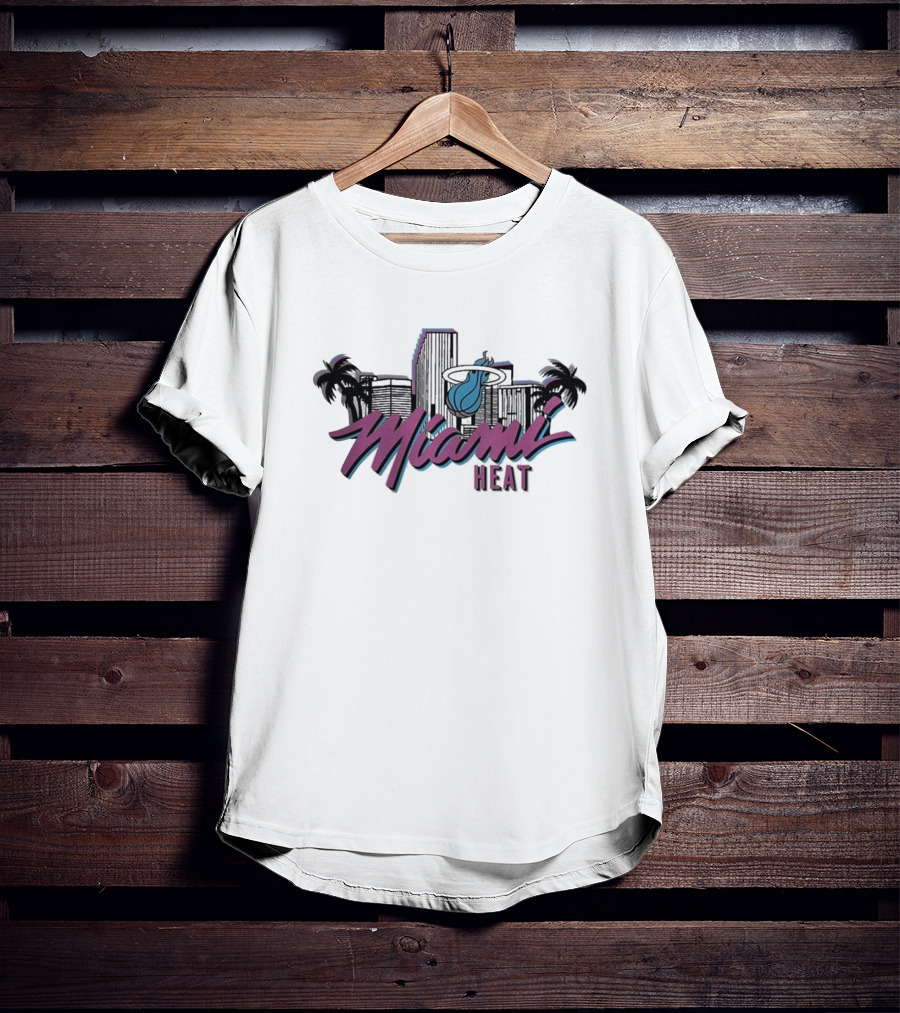 Homage Miami Heat NBA Vice Skyline Retro Style T-Shirt