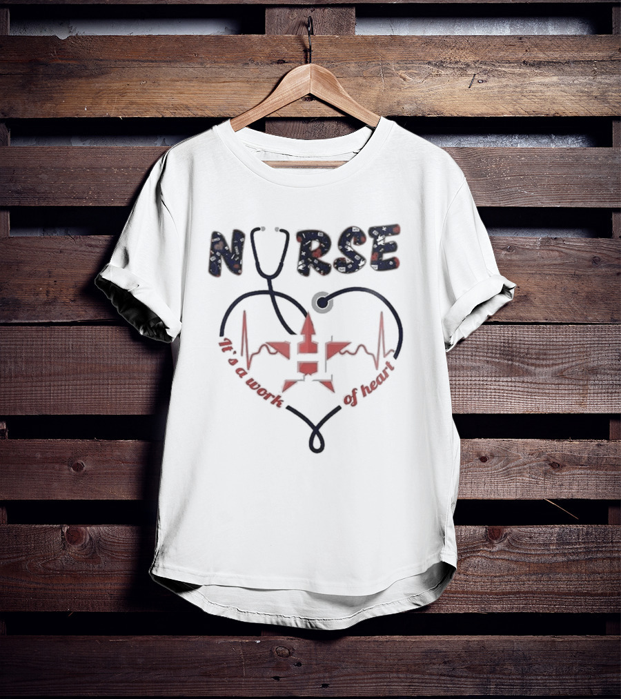 Houston Astros Nurse Appreciation Night 2025 Heartbeat Stethoscope Baseball Event T-Shirt