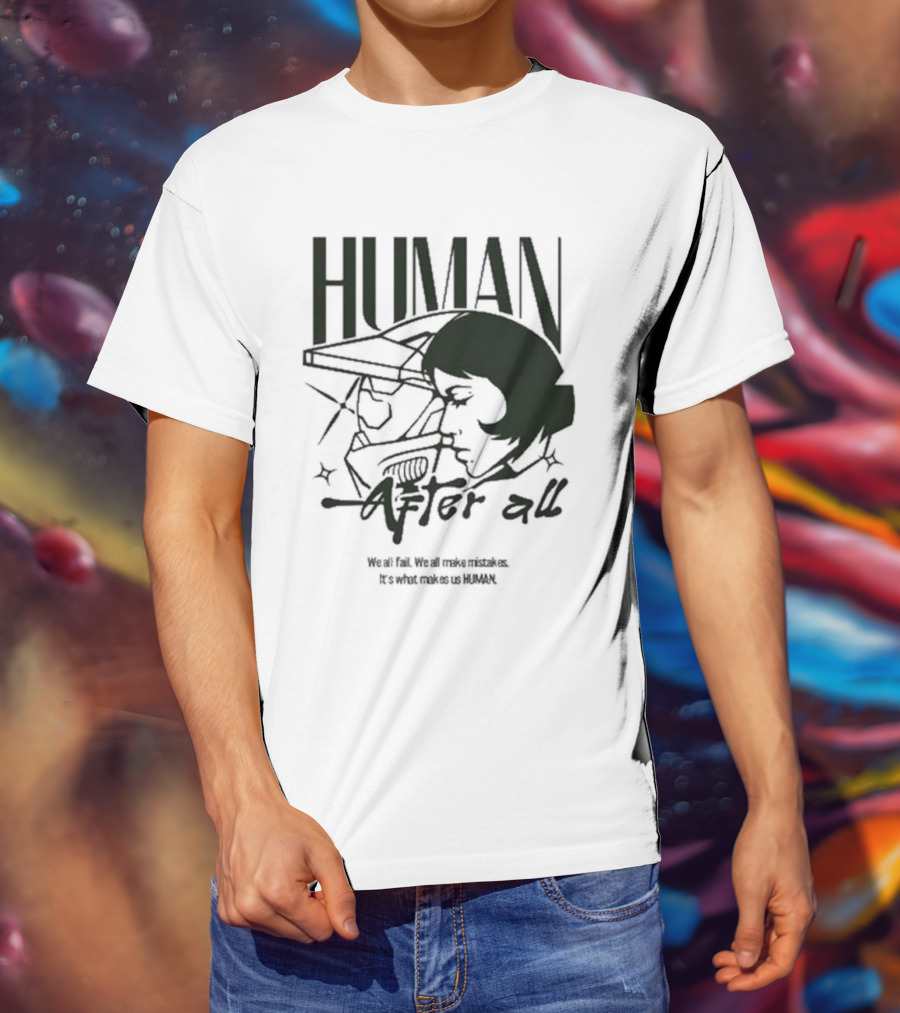 "Human After All Skeleton Outline Illustration" T-Shirt