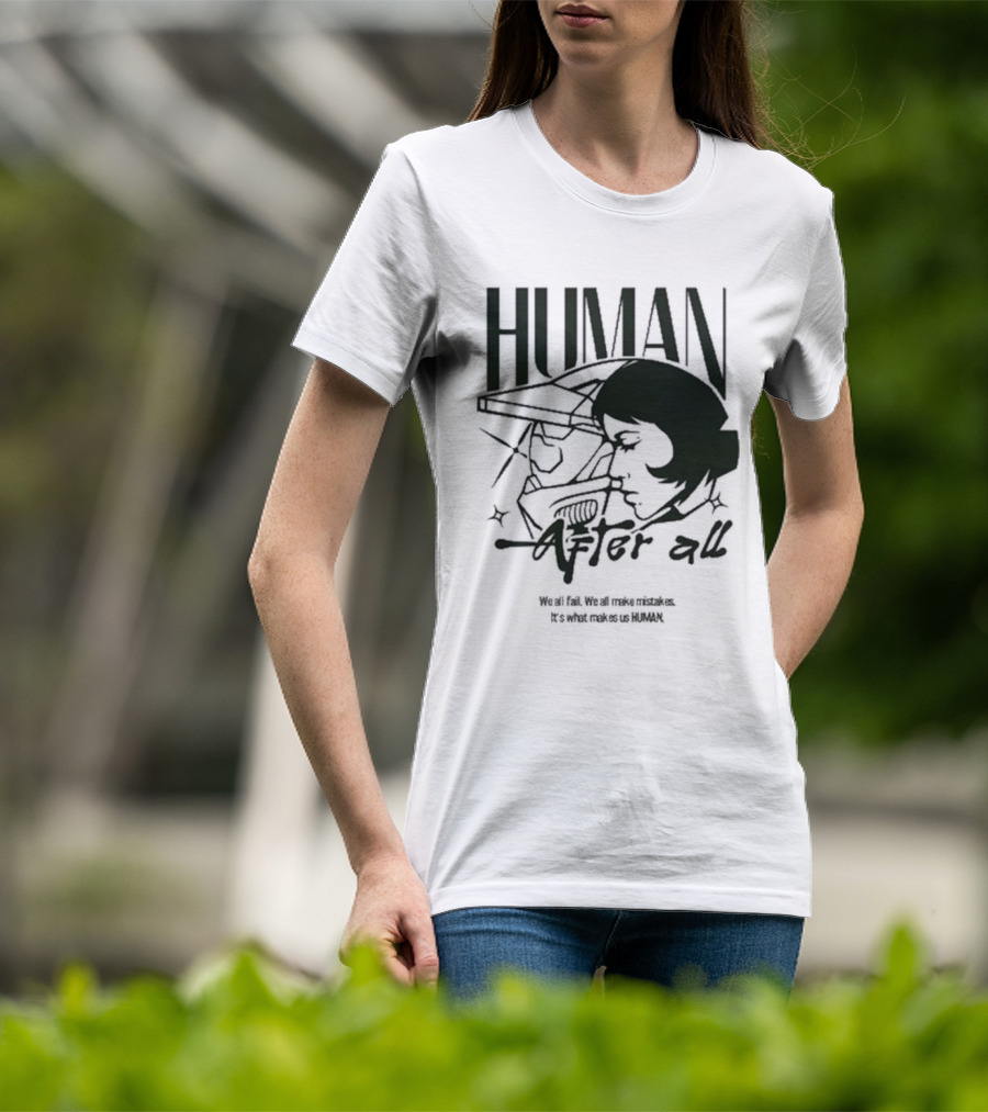"Human After All Skeleton Outline Illustration" T-Shirt