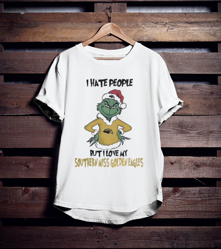 I Hate People But I Love My Southern Miss Golden Eagles Grinch Holiday Style T-Shirt