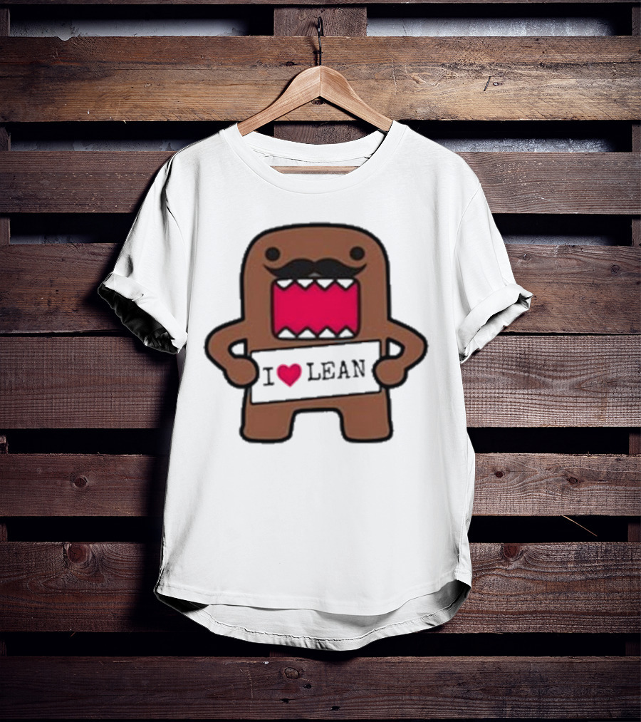 I Love Lean Domo Heart Mustache Cartoon Character T-Shirt