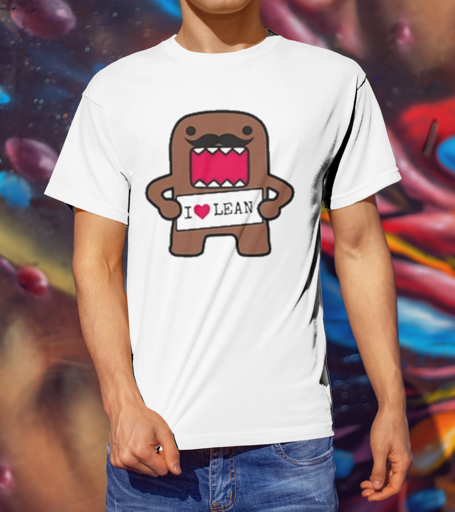 I Love Lean Domo Heart Mustache Cartoon Character T-Shirt