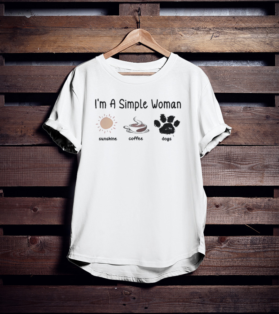 I'm A Simple Woman Sunshine Coffee Paw Dog T-Shirt