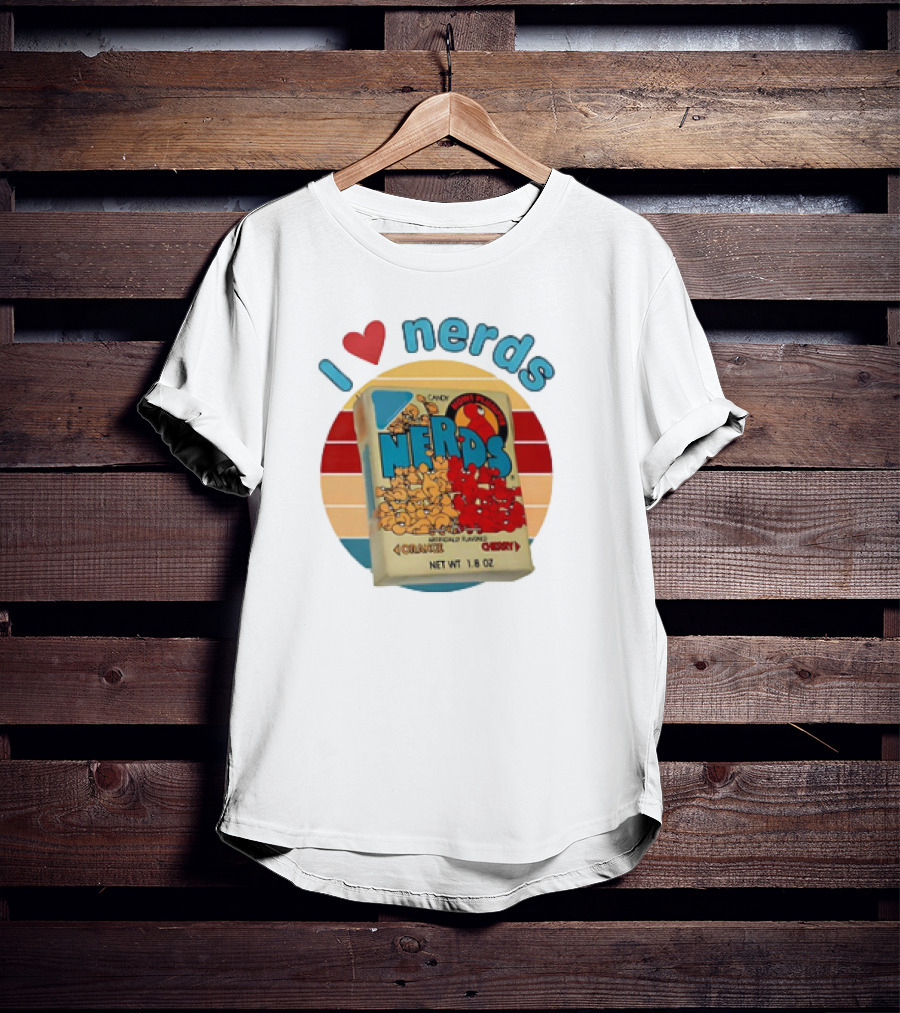 I Love Nerds Candy Box Cherry Orange Vintage Retro Style T-Shirt