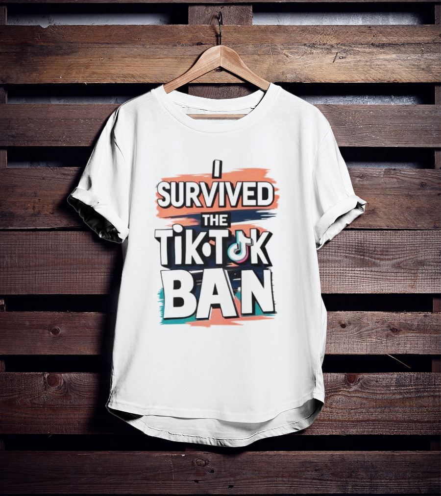 I Survived The TikTok Ban Colorful Retro Style Text With Icon T-Shirt